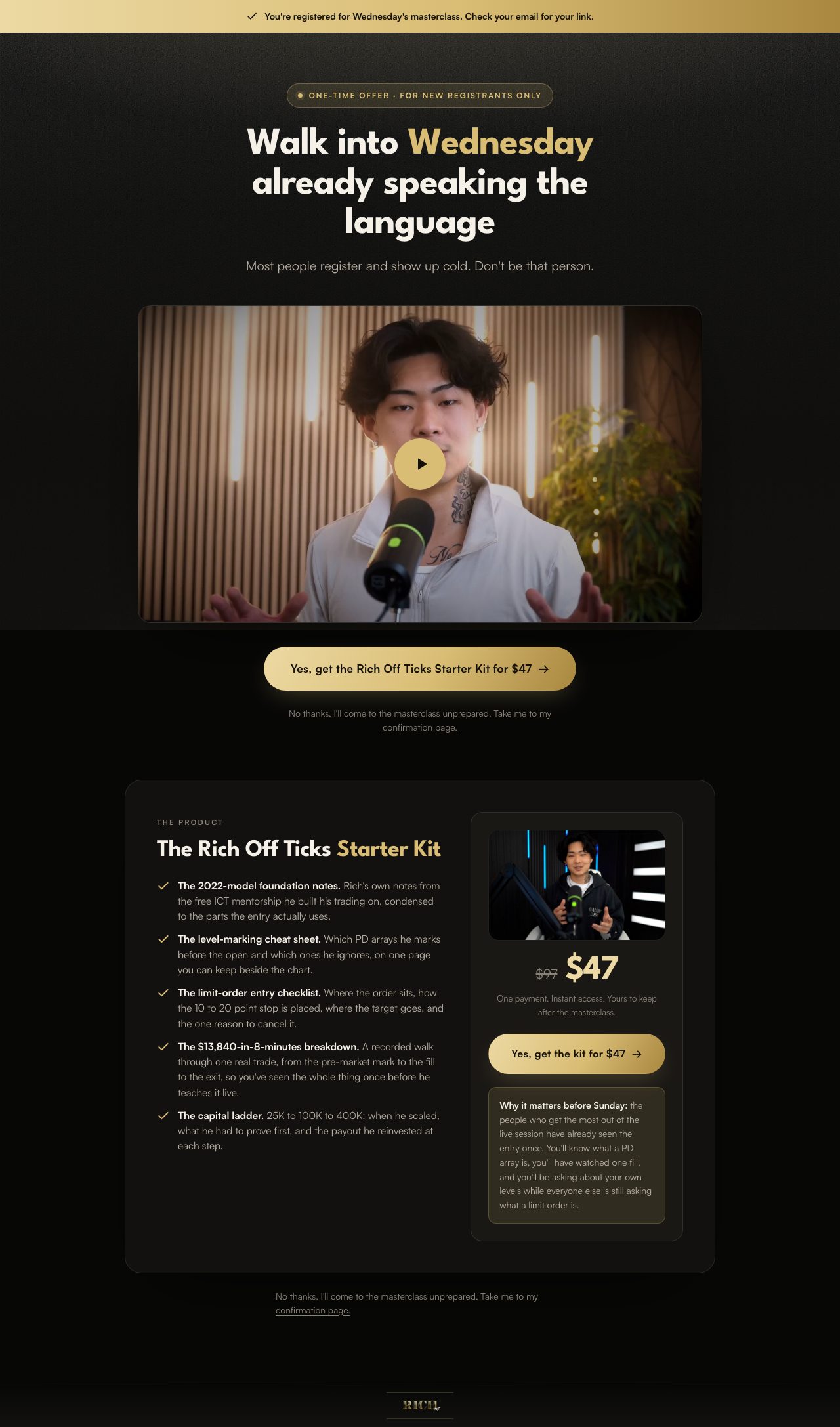 One-time offer page preview